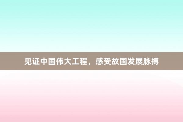 见证中国伟大工程，感受故国发展脉搏